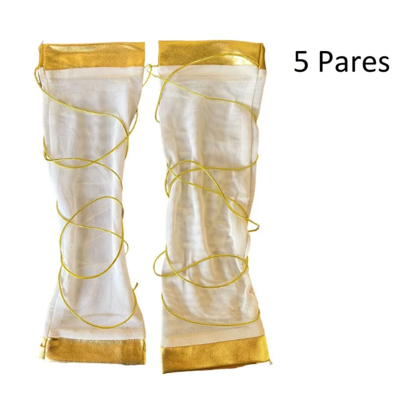 Fantasia Luvas De Grega Dourada Adulto Festas- Kit 5 pares