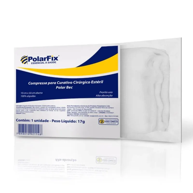 Curativo Algodonado Compressa Estéril Polarfix 10x50cm 20 Un