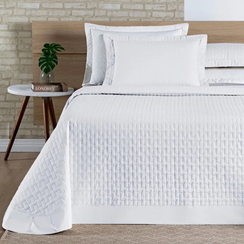 Cobreleito King Size Casa Blanca 200 Fios Bordado 100%