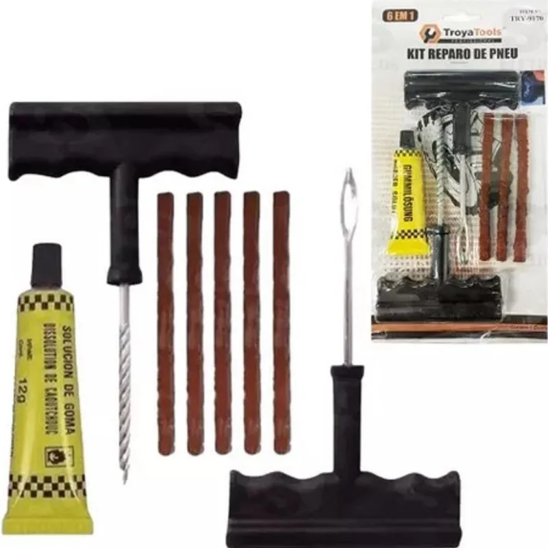 Kit Reparo Pneu Remendo Profissional Carro Moto Macarrão