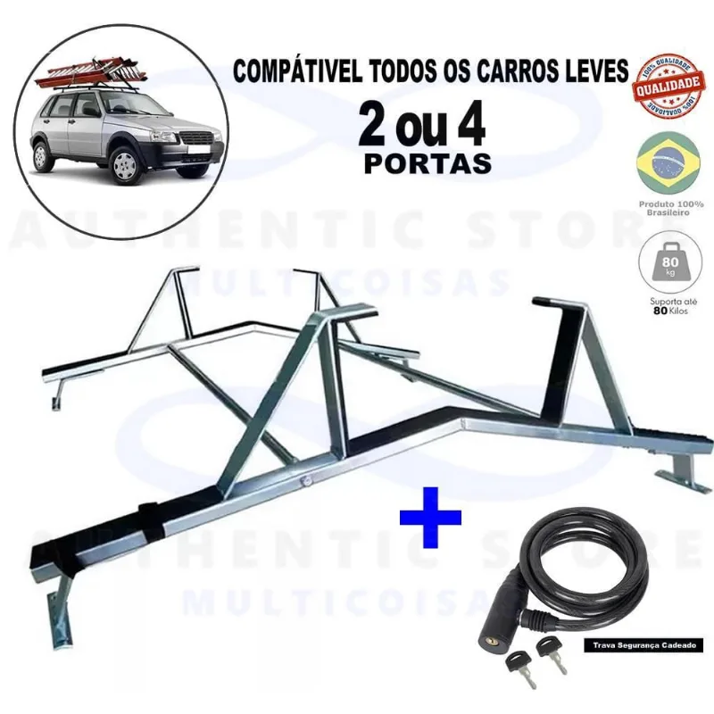 Rack Teto Porta Escada Universal Celta Up Uno + 1 Trava Seg