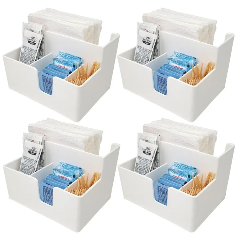 Kit 4 Porta Sachês Guardanapos Açúcar Organizadores Bancada Preto Branco