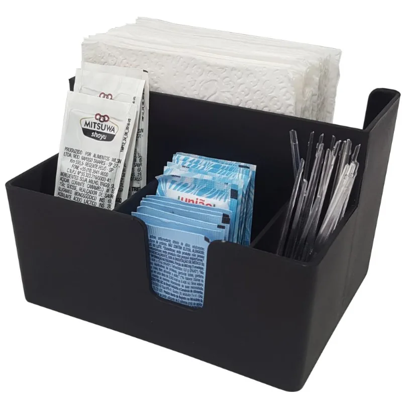 Kit 10 Suportes Sachê Porta Guardanapos Açúcar Organizadores Preto