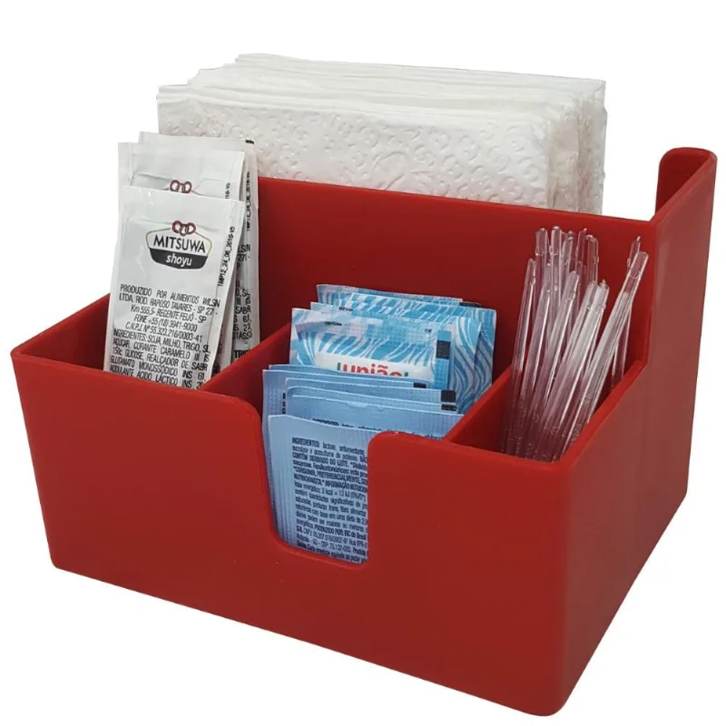 Kit 10 Suportes Sachê Porta Guardanapos Açúcar Organizadores Vermelho
