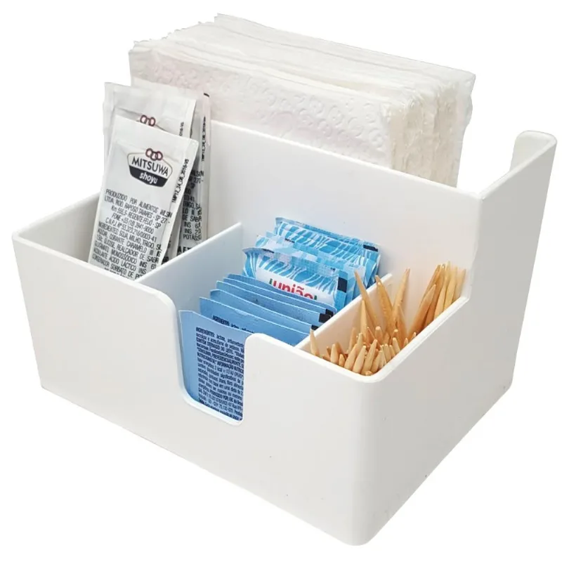 Kit 40 Portas Sachês Guardanapos Açúcar Organizador Multiuso Bancada Branco
