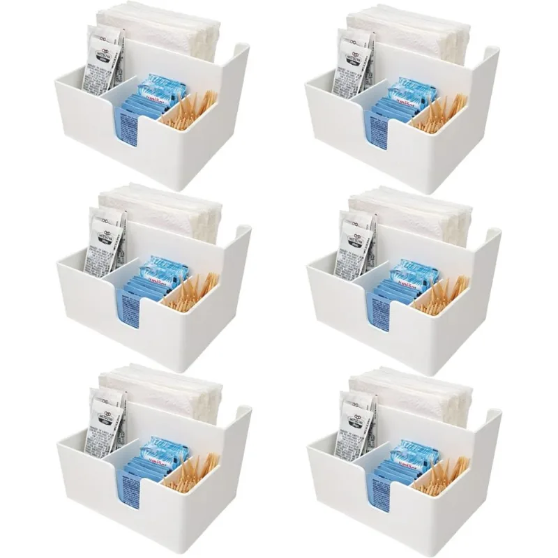 Kit 6 Porta Sachês Guardanapos Açúcar Organizadores Bancada Branco