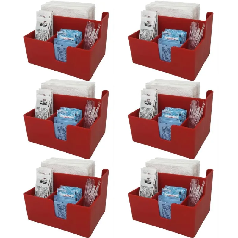 Kit 6 Porta Sachês Guardanapos Açúcar Organizadores Bancada Vermelho