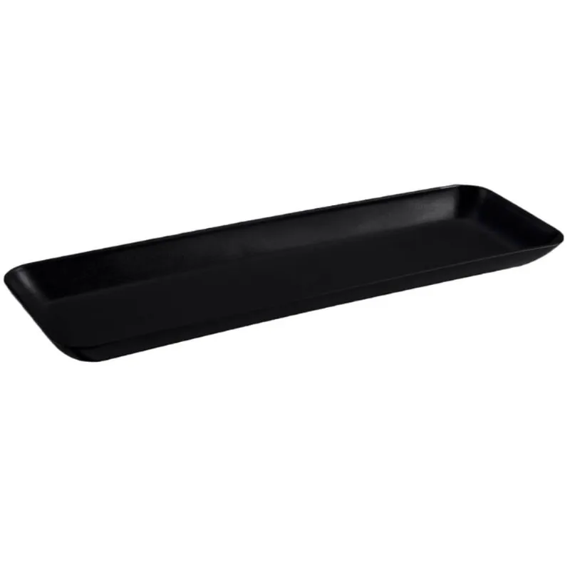 Conjunto 20 Petisqueiras Retangulares Prato Porta Petisco Grande Preto