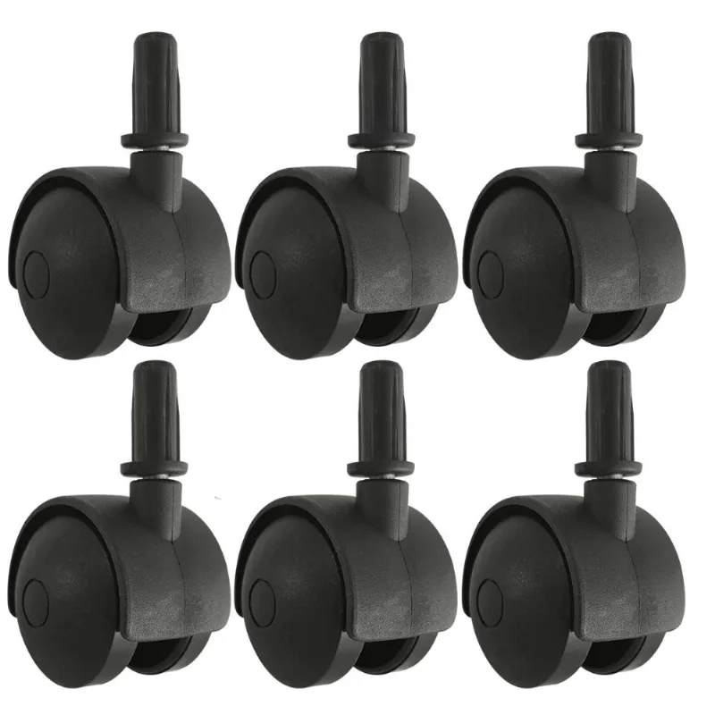 6 Rodízios de Pressão Plástico Preto com Pino Para Cama Box Solteiro Rodinhas Giratórias