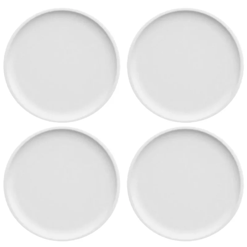 Kit 4 Pratos de Sobremesa Porcelana Branca Redondos 18,5cm Bold Germer Hotel Bar Restaurante