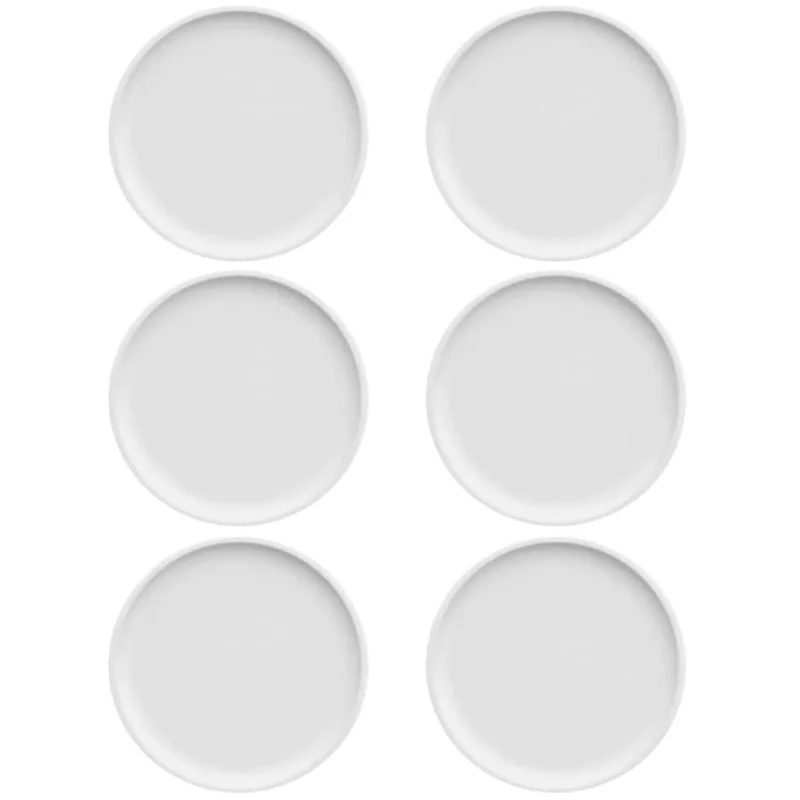 Jogo 6 Pratos de Sobremesa Porcelana Branca Redondos 18,5cm Bold Germer Hotel Bar Restaurante