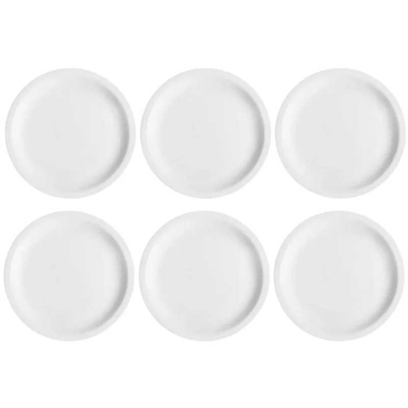 Jogo 6 Pratos de Sobremesa em Porcelana 19cm Classe Única Iguaçu Germer Branco