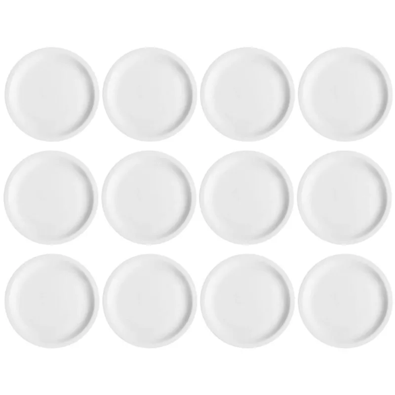 Jogo 12 Pratos de Sobremesa em Porcelana 19cm Classe Única Iguaçu Germer Branco