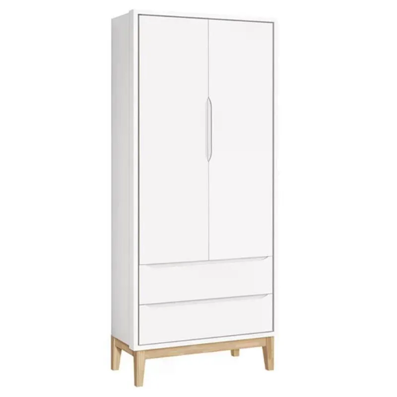 Guarda Roupa Infantil Classic 2 Portas Branco Fosco Com Pés Madeira Natural Reller Móveis Branco Fosco