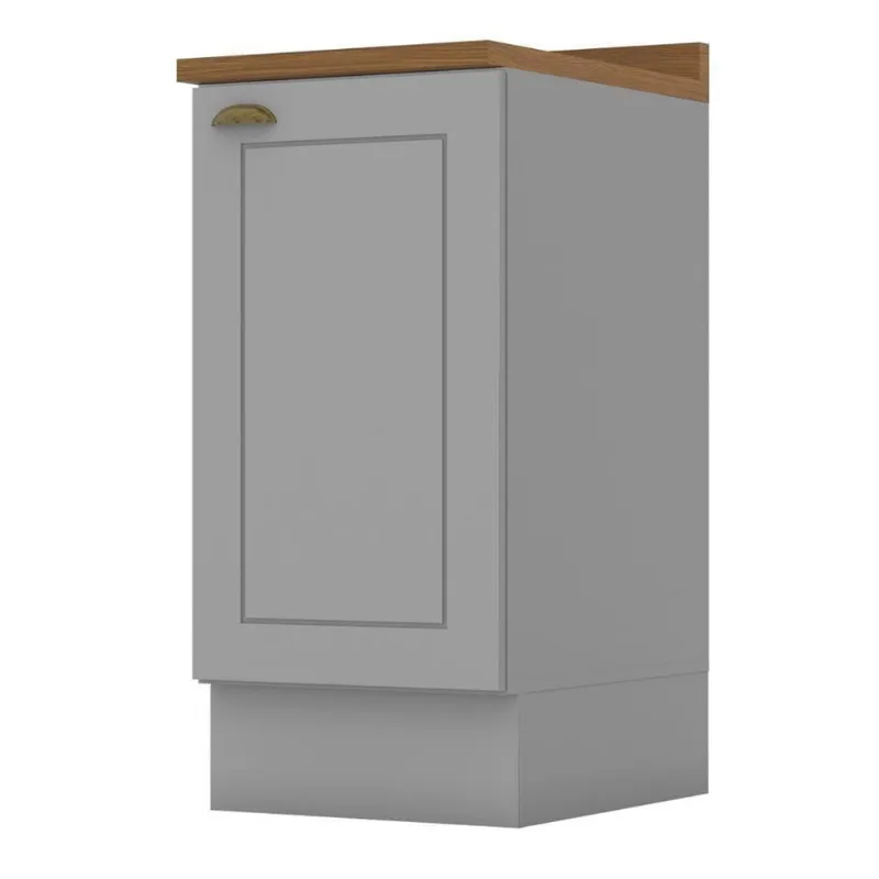 Balcão 1 Porta 40cm Americana Cinza Com Tampo Nature - Móveis Henn Cinza-nature