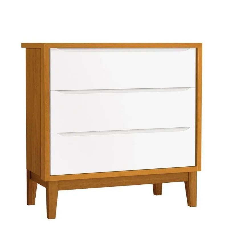 Cômoda Infantil 3 Gavetas Classic Branco Savana Com Pés Amadeirado Reller Móveis Branco Savana