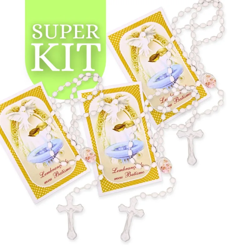 Kit 30 Terço Lembrança Batizado Batismo Atacado Revenda