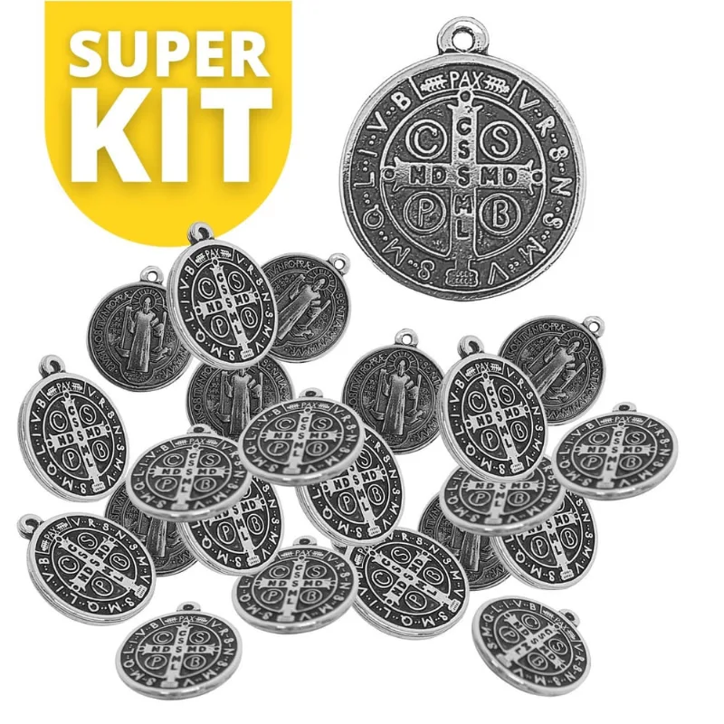 Milheiro Medalhas De São Bento Prata 2,6cm Atacado Revenda