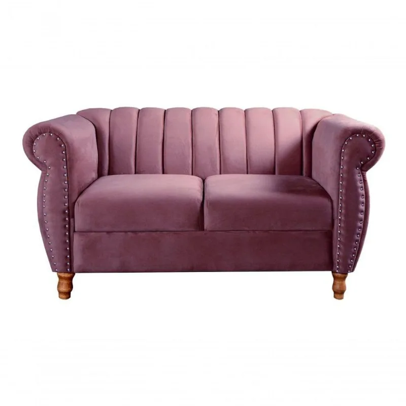 Sofá Realeza 2 Lugares 146CM Roxo Veludo Clássico Bella Decor