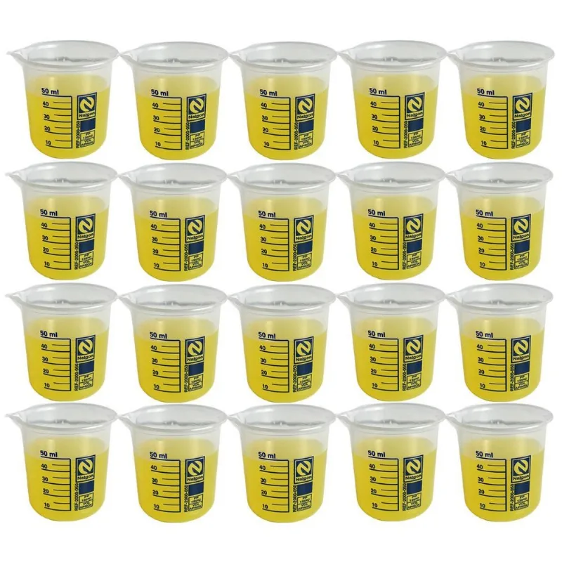 Kit 20 Béquer Becker Plástico 50ml Forma Baixa Autoclavável
