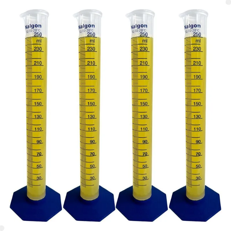 Kit 4 Proveta Graduada De Plástico 250ml Com Base - Nalgon