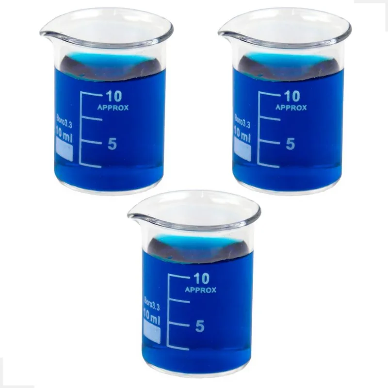 Kit 3 Béquer 10ml Becker De Vidro Forma Baixa Graduado