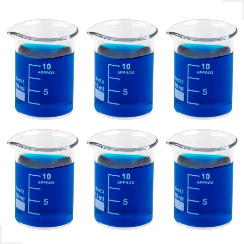 Kit 6 Béquer 10ml Becker De Vidro Forma Baixa Graduado