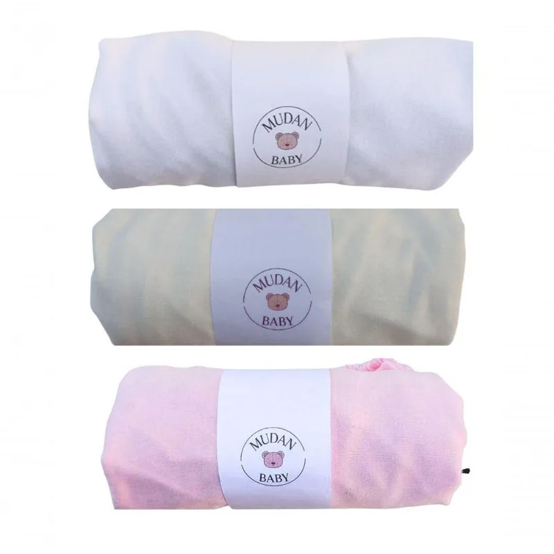Kit Lençol Berço Americano Malha 100% Algodão Hipoalergênico Com Elástico 160x98x12cm