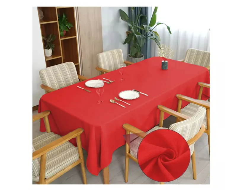 Toalha de mesa 6 Lugares Retangular Linho Rústico Vermelho - Home Fernandes - Cama, Mesa E Banho