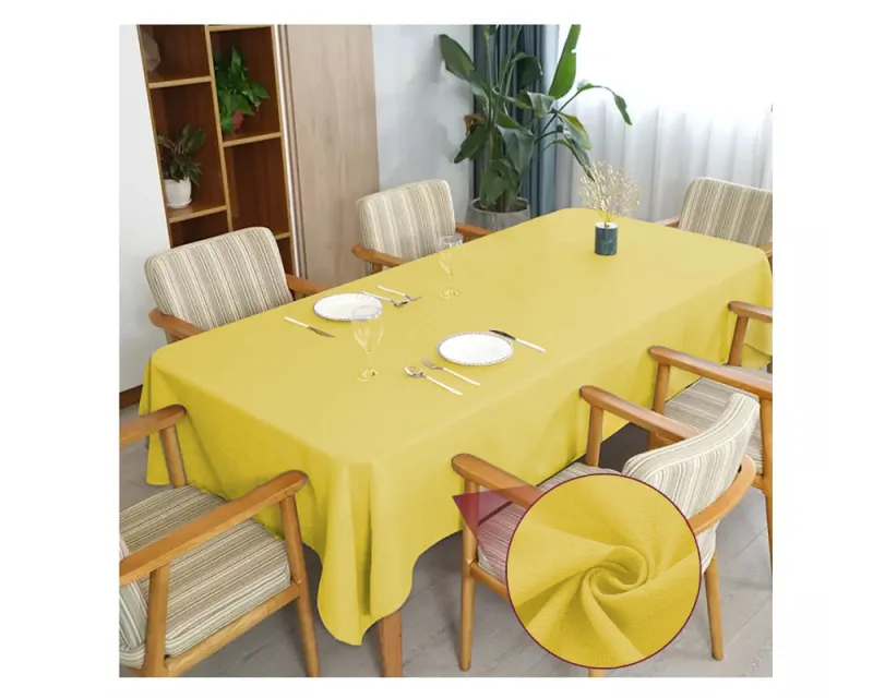 Toalha de mesa 6 Lugares Retangular Linho Rústico Amarelo - Home Fernandes - Cama, Mesa E Banho