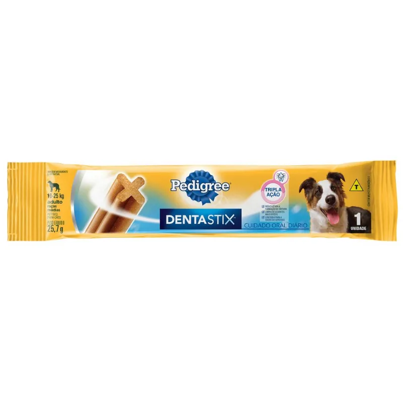 Petisco para Cães Adultos de Raças Médias Dentastix Cuidado Oral Pedigree Pacote com 18 Unidades de 25,7g Cada