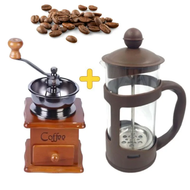 Cafeteira Francesa Prensa E Moedor De Café Kit Retrô Gourmet - Não Disponível - Eletroportáteis
