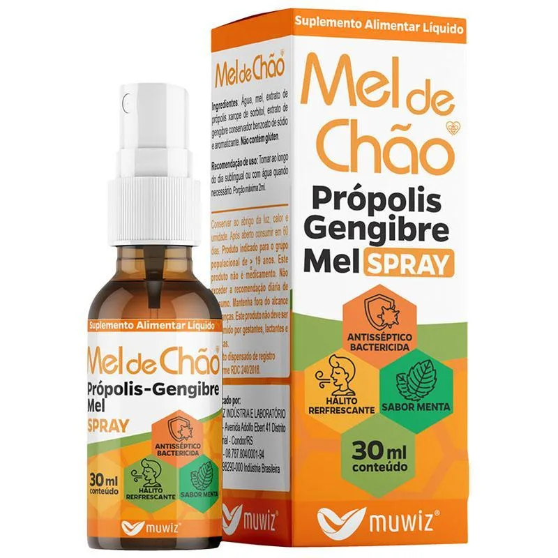 Mel De Chão Própolis Gengibre E Mel Spray 30ml Muwiz - Não Informado - Mercearia