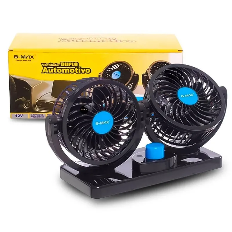 Ventilador Automotivo Duplo 12v Para Motorista E Passageiro