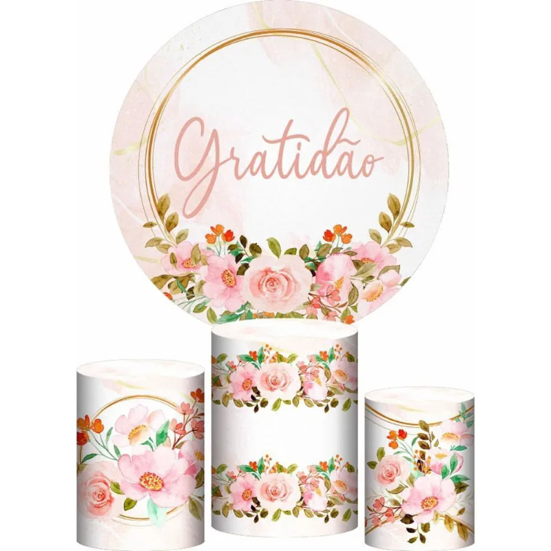 Trio Capa Cilindro + Painel Redondo 3D Gratidão 1,50M Veste