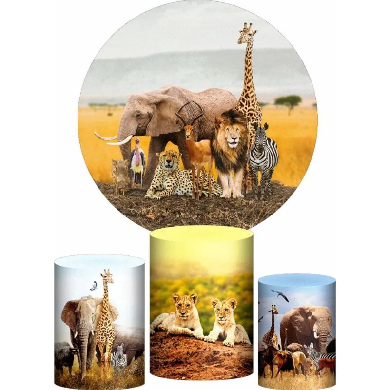 Trio Capa Cilindro + Painel Redondo 3D Safari 1,50M Veste