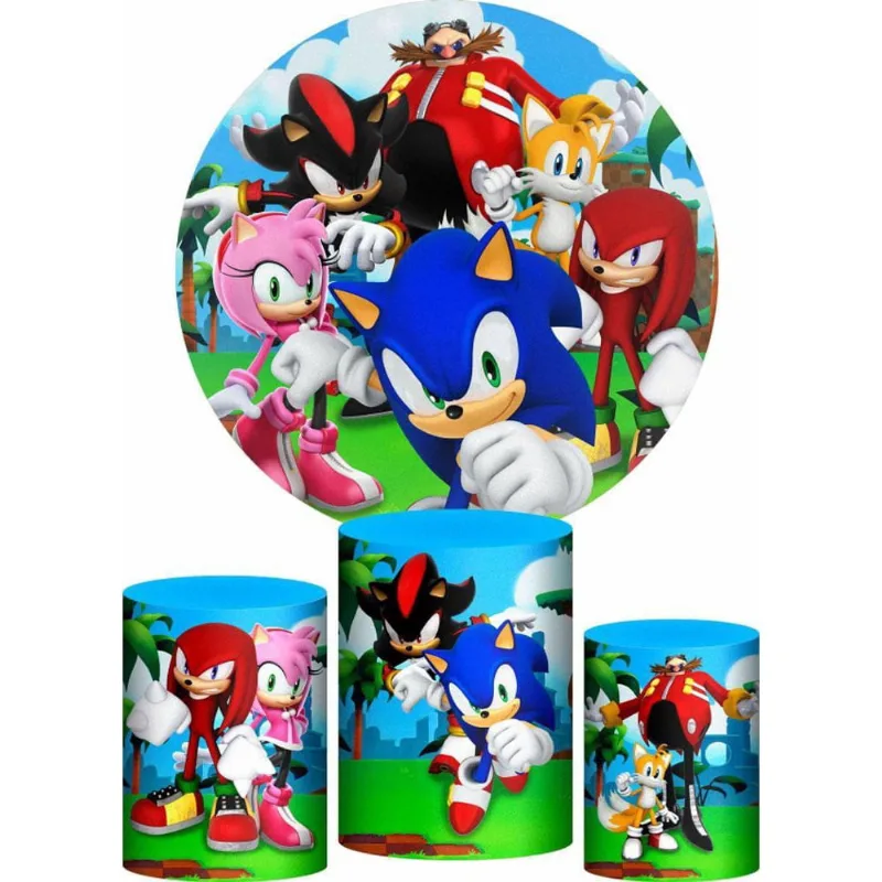 Trio Capa Cilindro + Painel Redondo 3D Sonic 1,50M Veste Fácil