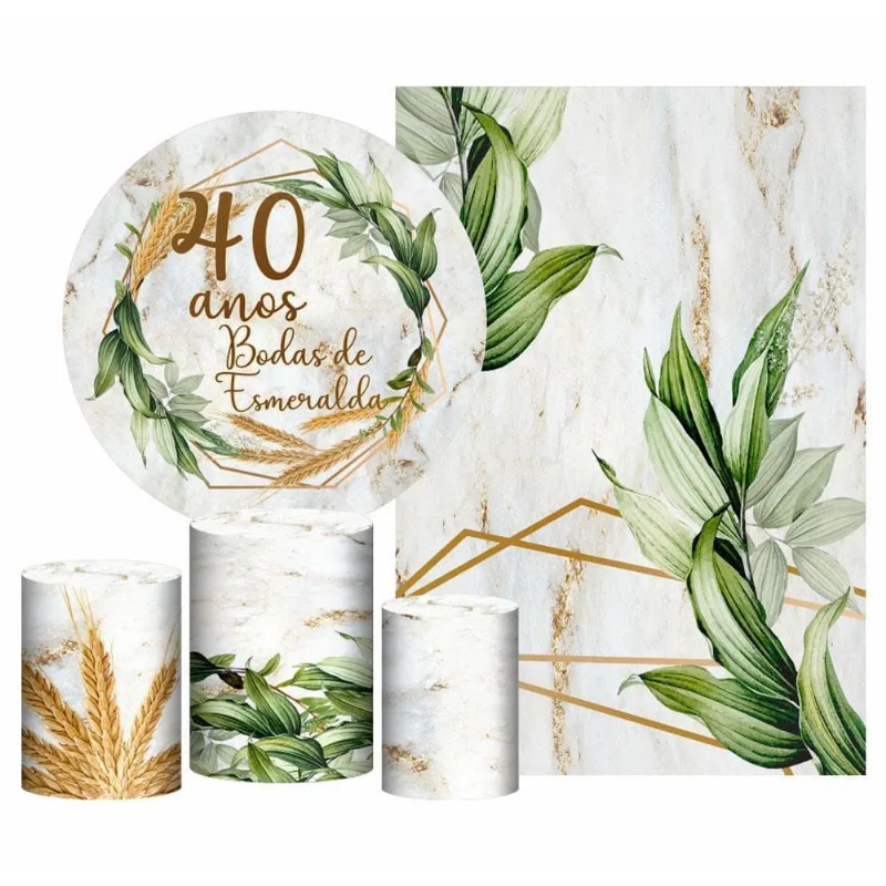 Kit Casado Bodas Esmeralda Painel Redondo Trio Capas