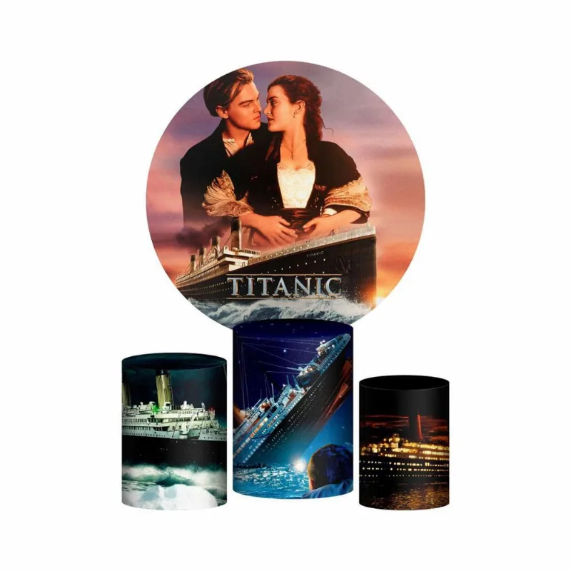 Trio Capa Cilindro + Painel Redondo 3D Titanic 1,50M