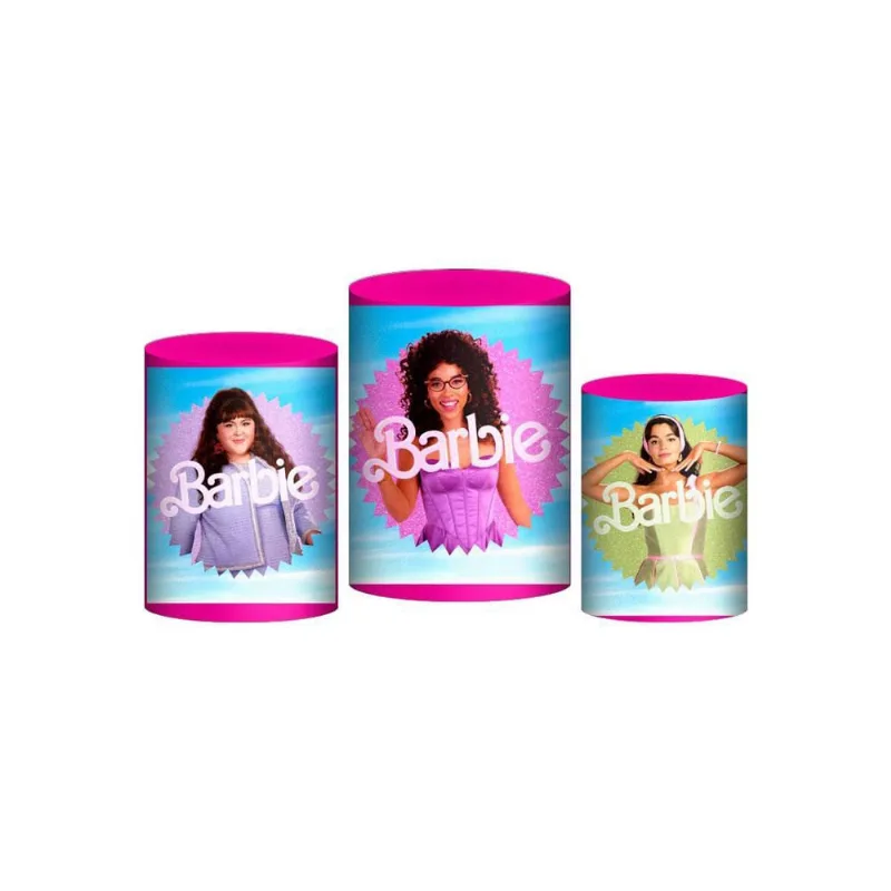 Trio Capas Cilindros Sublimado Barbie Tecido Veste Fácil