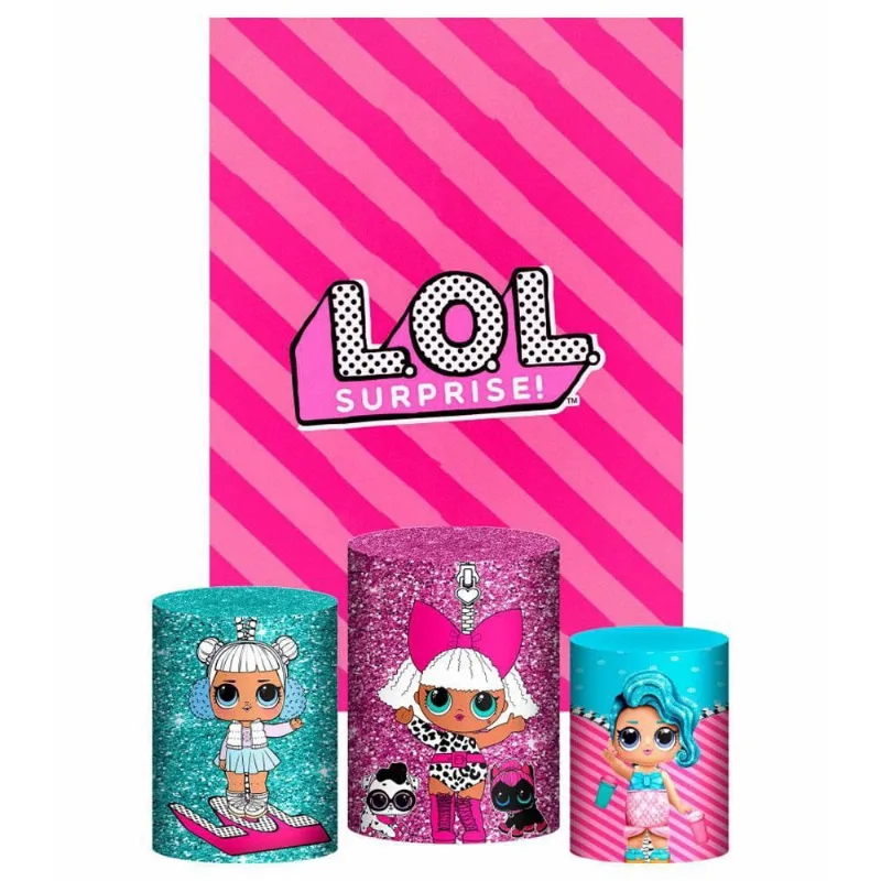 Kit Casado Bonecas Lol Trio Capa Cilindro Retangular Tecido