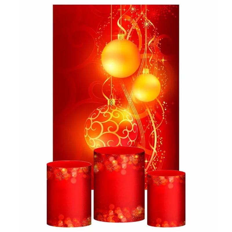 Kit Casado Natal Trio Capa Cilindro Retangular Tecido