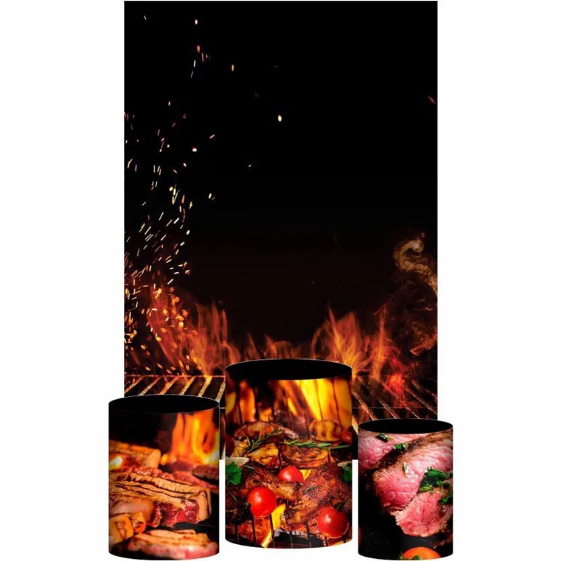 Kit Casado Churrasco Trio Capa Cilindro Retangular Tecido