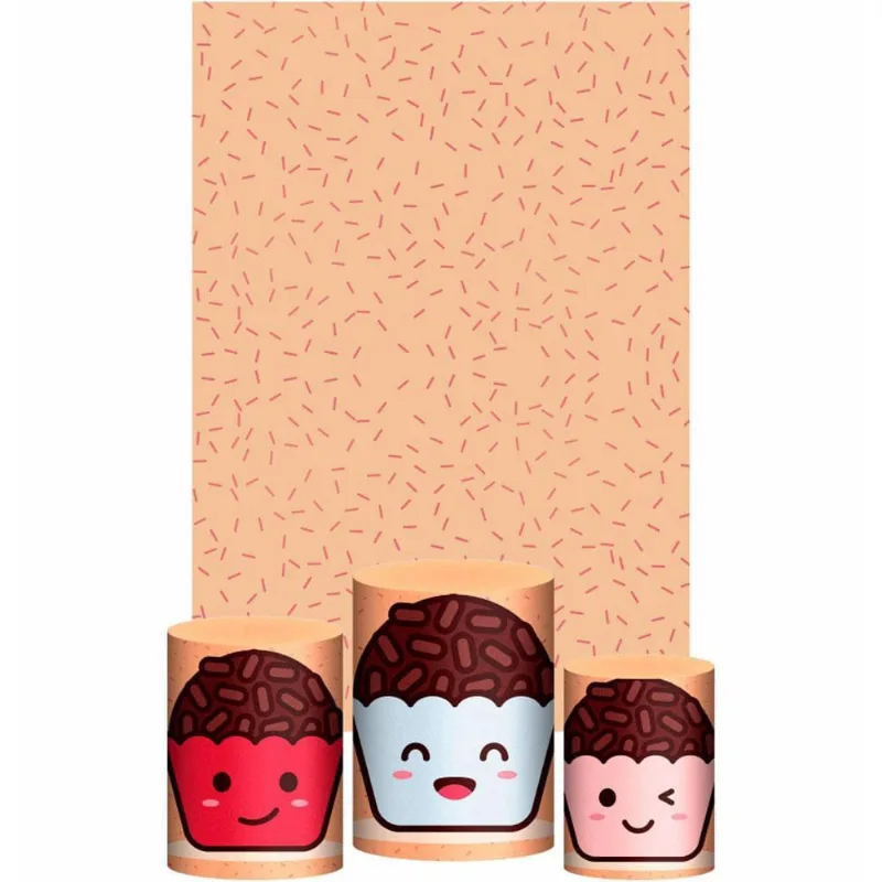 Kit Casado Doces Trio Capa Cilindro Retangular Tecido