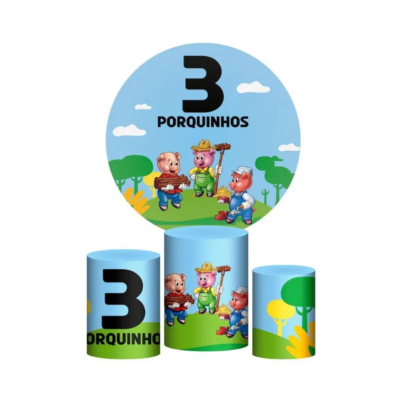 Trio Capa Cilindro + Painel Redondo Tres Porquinhos 1,50M