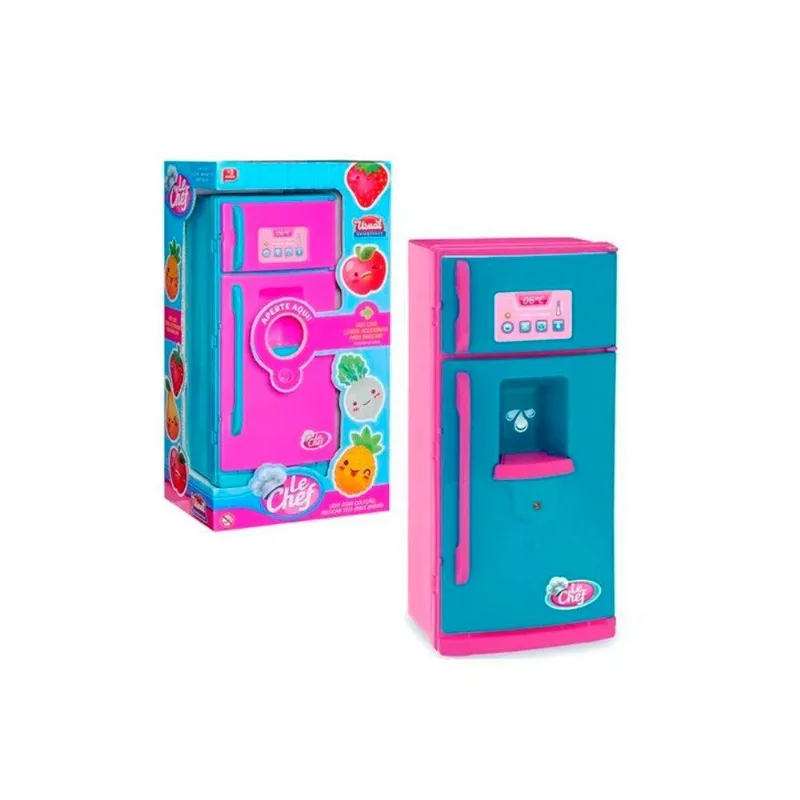 Geladeira De Brinquedo Com Acessórios Luz E Som Cor Sortida