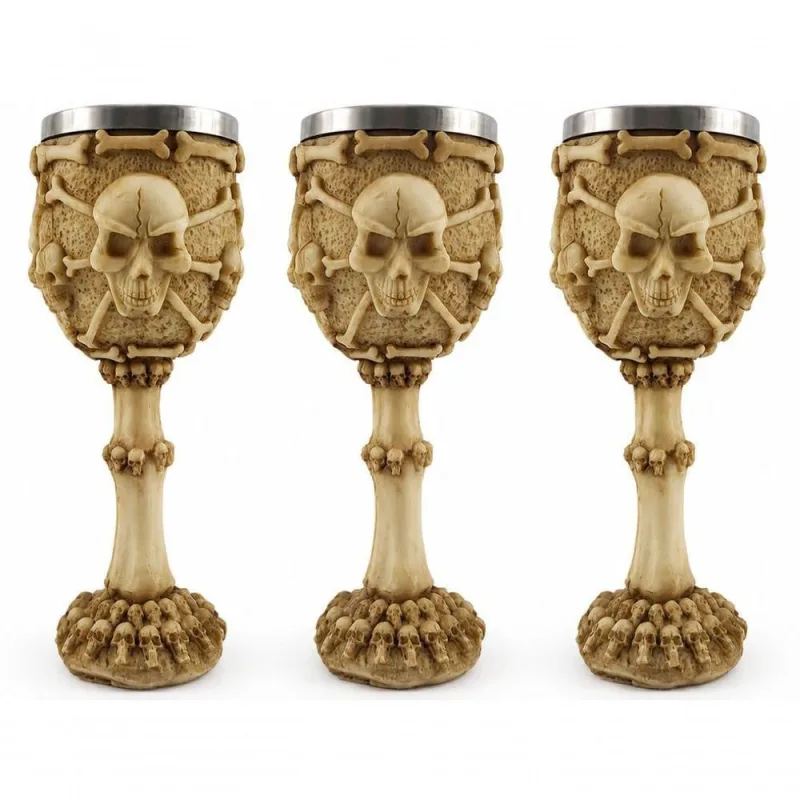 Kit Taça Cálice Caveira Medieval Rock em Aço Inox e Resina para Coquetel Cerveja 200ML Show House - Show House - Agro