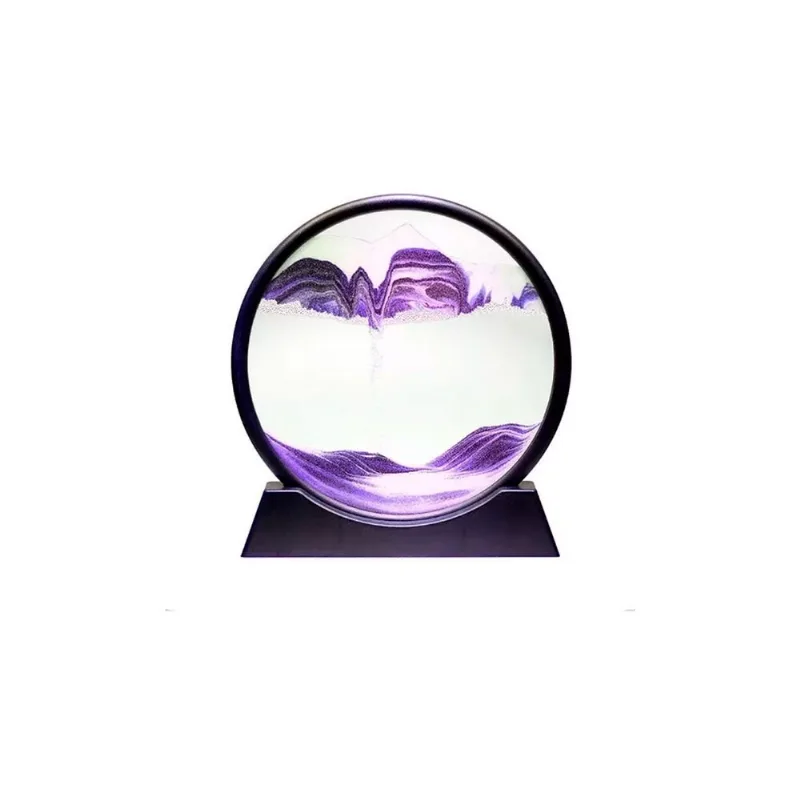 Enfeite De Vidro Quadro Redondo Decorativo Duna Ampulheta Para Quarto Sala Escritório 18cm