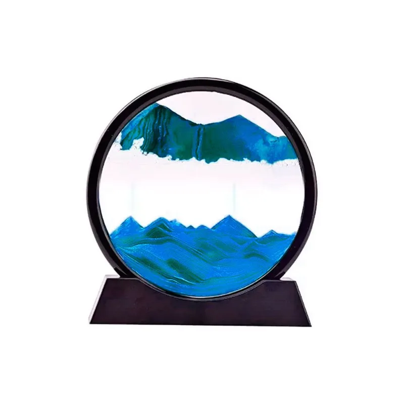Enfeite De Vidro Quadro Redondo Decorativo Duna Ampulheta Para Quarto Sala Escritório 18cm