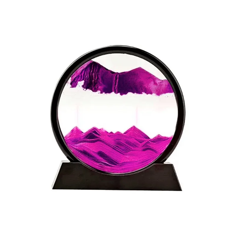 Enfeite De Vidro Quadro Redondo Decorativo Duna Ampulheta Para Quarto Sala Escritório 18cm